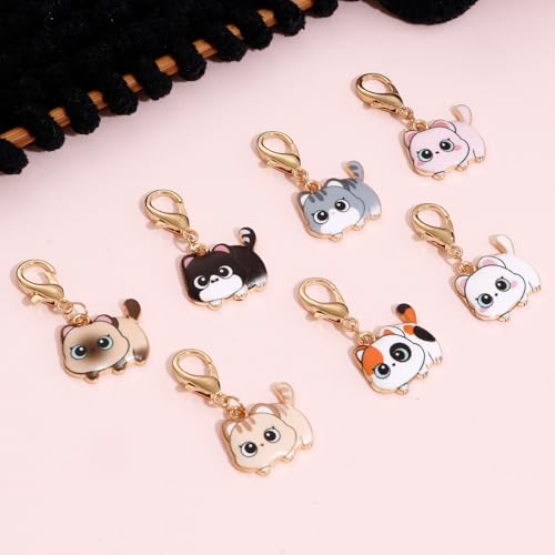 DoreenBeads Stitch Markers for Crocheting and Knitting | Alloy Enamel Crochet Marker Crochet Gifts for Knitting Weaving Sewing Accessories Quilting Jewelry Making - color: Walking Cats