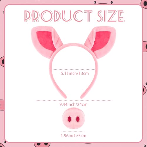 Chanaco Pig Ears Headband and Nose Set Pink Costume Adult Women Halloween Animal Costumes Cosplay Accessories Party Decorations Gifts