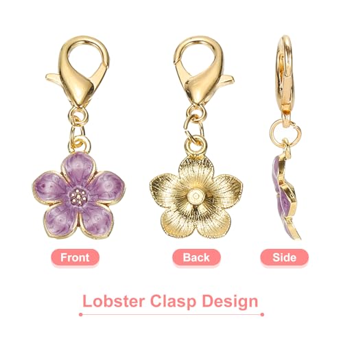 PATIKIL Flower Crochet Stitch Markers, Knitting Cherry Blossom Charm Marker for DIY Craft - color: Black/White/Purple/Pink/Blue