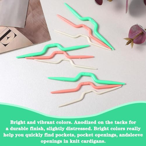 30 Pieces Cable Needles for Knitting Cable-Needles Set Stitch Holders Colorful Plastic Knitting Bent Weaving Needle-Hooks for Yarn Sewing
