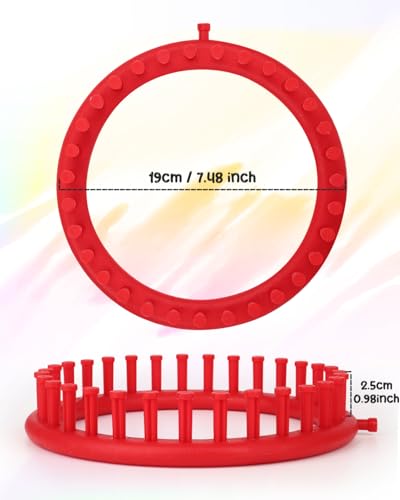 Aeelike 2 PCS Round Knitting Loom for Hat Socks DIY Crafts, 7.5inch | Round Knitting Loom Kit with Removable Pegs, Beginners Knitting Kit for Hats Socks Scarves DIY Crafts, Idel Gift - color: Red-7.5inch, size: 2pcs