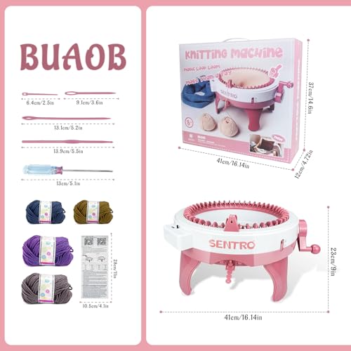 BUAOB SENTRO Knitting Machine 48 Needles for Adults, Smart Automatic Circular Crochet Knitting Machine with Row Counter