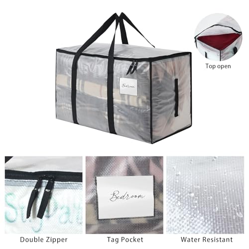 2 Pack Heavy Duty 93L (24.5 Gallon) Stackable Plastic Storage Bins with Lids, Clear Totes – For Home Organization and Storage, Sturdy and Reusable Alternative to Moving Bags - color: Clear, size: 2Pack