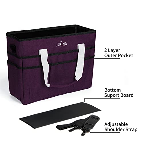 JJRING Craft Organizer Tote Bag Large Art Storage Caddy Deep Purple | With Multiple Pockets For Sewing, Scrapbooking, School, Medical, And Office Supplies - color: Deep Purple, size: Large