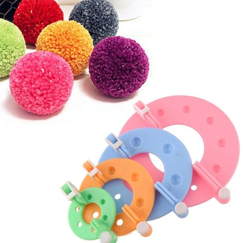 QIEIEI Pompoms Maker, 4 Sizes Pompoms Makers Pompoms Maker Tool Balls Weavers for Yarn Knitting Easy to Make Pompoms
