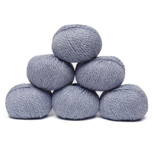 100% Baby Alpaca Yarn 6 Skeins 300g Bulky Weight Knitting Crochet H.S. Blue | Made in Peru with natural warmth and softness featuring 324yd of premium fiber ideal for scarves shawls sweaters and more - color: Heather Sky Blue, size: Bulky - 6 Skeins
