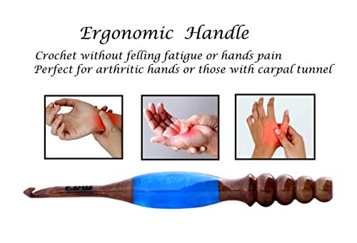 Wooden Ergonomic Soft Handle Crochet Hooks – Comfortable & Eco-Friendly Crochet Hooks - Epoxy Resin Crochet Hook Knitting Needle Weave Yarn Craft. (3.5mm) - size: 3.5mm