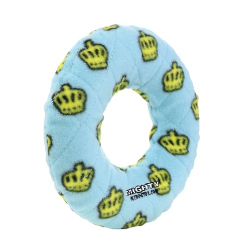 MIGHTY Tuffy No Stuff Medium Ring Ultra Durable Plush Dog Toy | Multiple Layers & Reinforced Seams , Washable and Floats , Vinyl Ring & Fleece - color: Blue Medium Ring