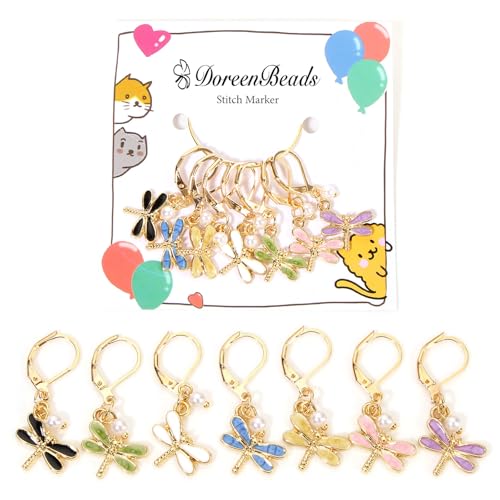 DoreenBeads Stitch Markers for Crocheting and Knitting | Alloy Enamel Crochet Marker Crochet Gifts for Knitting Weaving Sewing Accessories Quilting Jewelry Making - color: Dragonflies