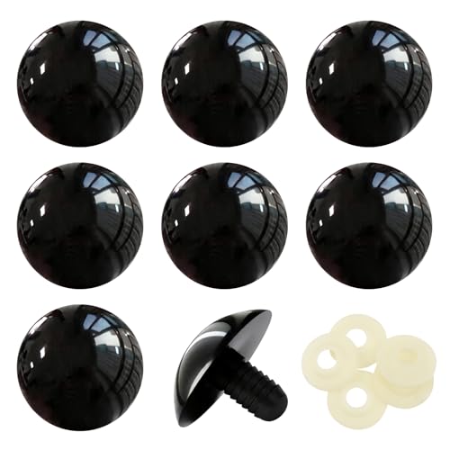 TOAOB 8pcs 40mm Large Safety Eyes for Amigurumis Plastic Crochet Safety Eyes with Washers Black Crafts Eyes for DIY Crocheting Animals Making Supplies - color: Black, size: 40mm