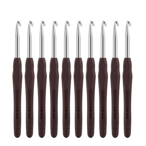 Vodiye 10PCS Crochet Hooks, Professional Extra Long 6.0mm, Ergonomic Handle, Crochet Needle for Beginners and Experienced Lovers - size: 10pcs - 6mm