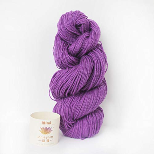 5 Skeins Lotus Yarns Mink & Cashmere Blend Knitting Yarn Skein Soft Crochet Yarn for Fingering Sweater, Scarves, Hats, and Craft Projects Mimi Plus (27-Purple1) - color: 27-Purple1