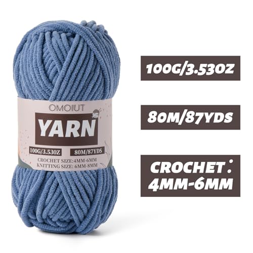 Fluffy Chenille Yarn for Crocheting - Baby Yarn for Crocheting Soft Blanket - 3 Pack of 100g/(87.4yds) Crochet Amigurumi Chunky Yarns - Super Bulky 5 Velvet Yarns (3 Navy Blue) - color: 3 Navy Blue