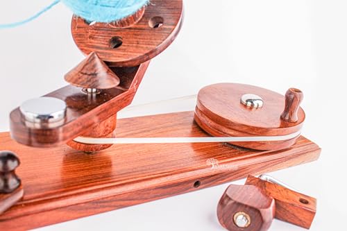 WARESHIRE Yarn Bowl and Ball Winder Combo Wooden Handmade Hand Operated | Natural Yarn Ball Winder Large Center Pull Cake with Wooden Yarn Bowl 6x3 inches | Yarn Ball Holder (Bowl+Rosewood) - color: Bowl+Rosewood