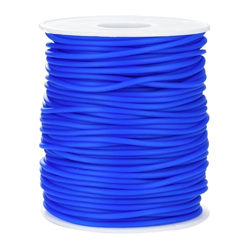 Hollow Pipe Rubber Tube 2mm 54 Yards Rubber Saver Darkblue with 1mm Hole | Tubing Knitting Barber Cord with Spool for Knitting Projects, Jewelry Making, Bead Creations - color: Darkblue