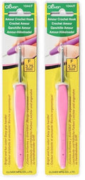 Clover 1044/F Pink Amour Crochet Hook, Size F, 3.75mm (Pack of 2) - size: US F / 3.75 mm (Pack of 2)
