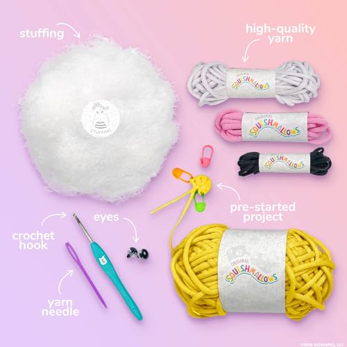 Original Squishmallows™ Crochet Kit – Sunny Bag Charm, Bumblebee Crochet Kit for Beginners with Yarn, Starter Hooks, Step-by-Step Tutorials, DIY Craft, Great Teen Gifts - color: Squishmallows Sunny
