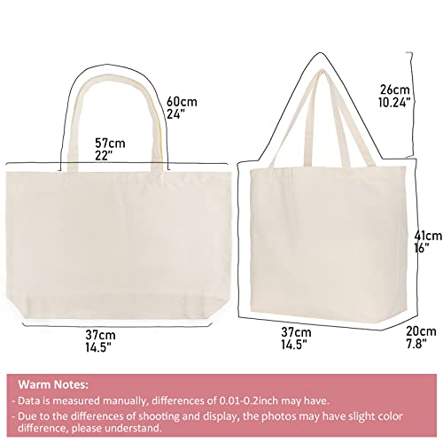 Koolmox Tote Bag Bulk with Zipper, 6-Pack 22x16x7.8'' Beige Tote Bag, 12Oz Durable Grocery Tote with Reinforced Handles and Wide Bottom for Grocery Shopping Bags Washable and Reusable Carry All Bags - style: Beige_zippered_22x16x7.8''