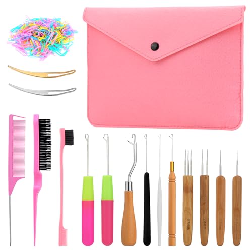kgxulr Crochet Hooks, 220 PCS Crochet Needles for Hair, Latch Hook Tool | Crochet Needle for Locs, Small Crochet Hooks for Hair, Loc Crochet Needle, Crochet Hooks for Hair, Hair Locking Tool - size: 220 PCS