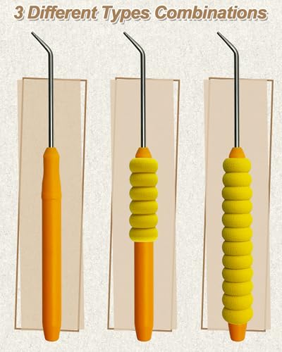 UCDRMA Knitting Loom Hook Refill Set, 8PCS More Comfortable Loom Knitting Hook with Soft Grip, Longer Stainless Steel Loom Crochet Hooks Kit (6in) & 16 Sewing Needles, Great Yarn Loom Knit Tools - color: Random Multi-color (8PC)