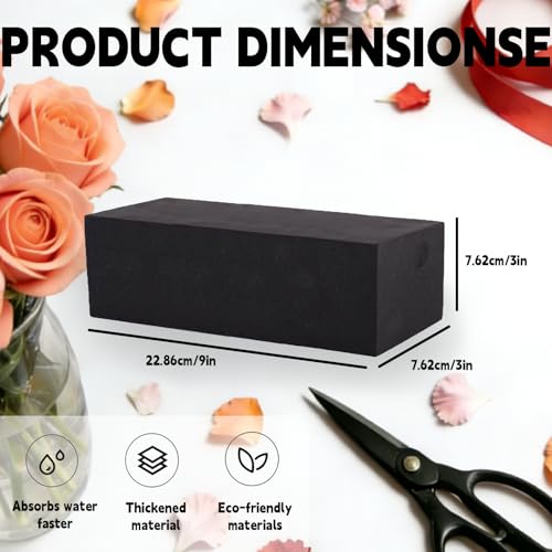 8 Piece Reusable Floral Foam Blocks black, 9 x 3 x 3 Inch, Water Resistant, for Artificial Flower Arrangements, Outdoor Planters, Wedding Decor (8, 9 * 3 * 3) - size: 9*3*3
