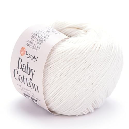 YarnArt Baby Cotton Yarn - Soft Knitting Yarn for Baby & Summer, 50% Cotton 50% Acrylic, 1.76 Oz, 180.44 Yds, Ideal for Amigurumi & Crochet Projects (1, 401) - color: 401