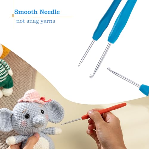 Ryhiac 4 mm 5mm Crochet Hooks, Ergonomic Handle for Arthritic Hands, Extra Long Knitting Needles for Beginners and Crocheting Yarn (4mm+5mm(US G H))