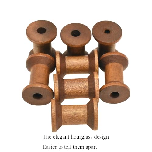 HAHIYO 1.2Inch/3cm 25PCs Light Brown Color Wood Spool - Natural Unfinished Wooden Thread Spools for Textile Wire Weaving Ribbon Crafts DIY Art Education Smooth Rotatable Bobbins - color: Light Brown, size: 1.2Inch-25P