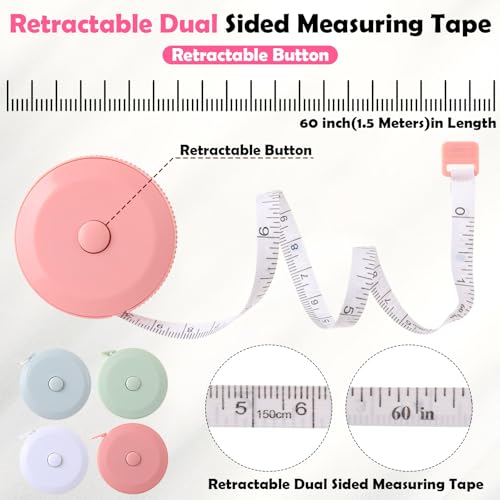 12 Pack Tape Measure 60 Inch Measuring Tape for Body Soft and Retractable Fabric Measuring Tapes for Body Sewing Tailor Medical Craft Cloth Supplies, Double Scale