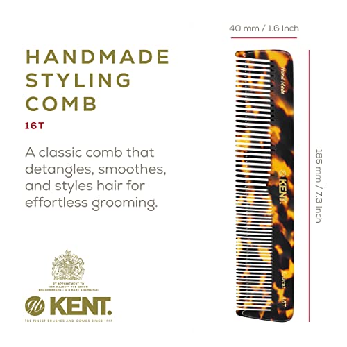 Kent 16T TY Fine Tooth and Wide Tooth Comb for Daily Grooming, Handmade Styling Comb for All Hair Types, Styling and Detangling Combs for Men and Women - color: Yellow Tokyo, size: 6 Pack