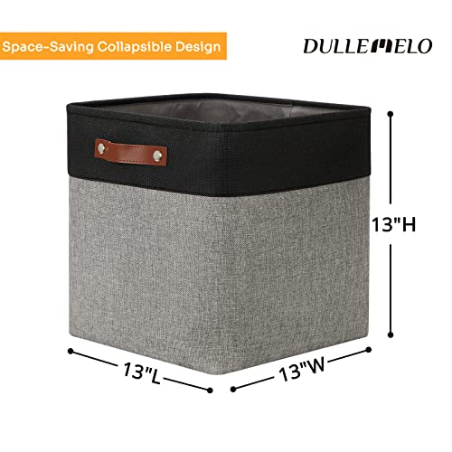 DULLEMELO Storage Bins for Organizing,Closet Storage Baskets for Gift Empty,Large Linen Canvas Storage Bins with Handles for Home Office Toys Shelves(Black&Grey, 13 inch Cube) - color: Black&Grey, size: L-13"x 13"x 13"