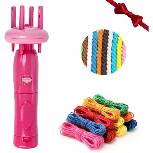 Cord Maker & Fringe Twister – Portable Handheld Yarn Crafting Tool for DIY Macrame, 5X Faster Than Hand Weaving, Auto-Weave Knitting Machine for Ropes, Tassels, and Trims – Beginner-Friendly Craft Kit