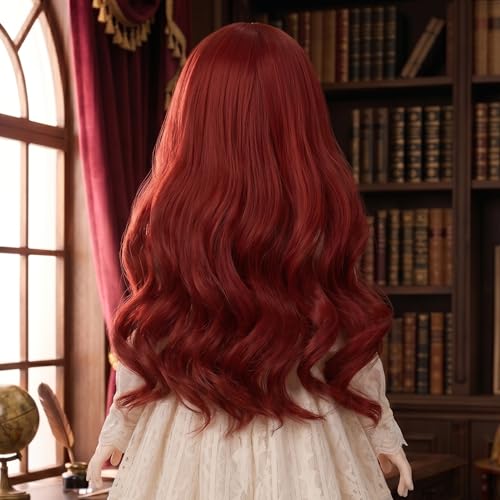 Miss U Hair 7-8 Inch 1/4 BJD Wig Long Wavy Red MSD DOD Pullip Dollfie Wig DIY Handmade Accessories - color: Red