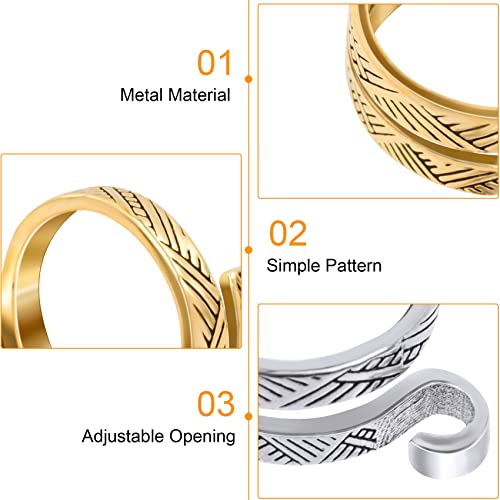 ANCIRS 4 Pack Knitting Crochet Loop Ring for Fingers, Adjustable Crochet Tension Ring, Metal Open Yarn Guide Finger Holders, Knitting Thimbles for Crochet- 2 Gold & 2 Silver - color: 2 Gold+2 Silver