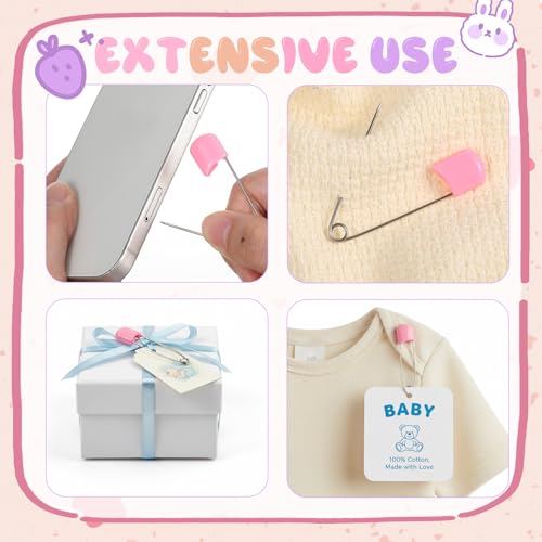 WILLBOND 100 Pcs Large Safety Pins for Clothes,with Bag, Pastel Colors | Plastic Head with Locking Closures, Heavy Duty Nappy Pins Hooks, 2.2 Inch Fasteners, Stainless Steel, Velvet Bag - color: Pastel Colors