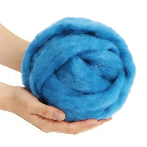Sky Blue Roving Wool,3.5oz Felting Wool, Soft Wool Batting for DIY Crafts, NeedleFelting Projects, and Artwork - color: Sky blue