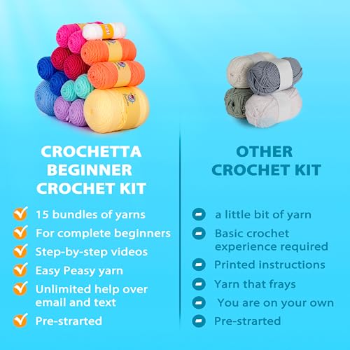 Crochetta Crochet Kit for Beginners, Crochet Kit Step-by-Step Video Tutorials, Crochet Starter Kit Learn to Crochet Kits for Adults Kids Beginners, Jumbo 3 Colorful Octopus Familly (40%+ Yarn Content) - color: Octopus Family