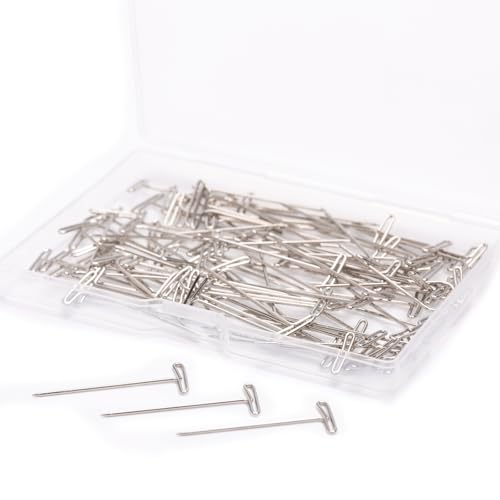 100 Pcs Long Straight T Pins 1.26 Inch Crochet Blocking Pins for Wigs Head Knitting Sewing Quilting - size: 1.26 Inch