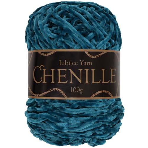 JubileeYarn Chenille Yarn - 100g/Cake Worsted Polyester - Cerulean - 1 Cake - color: 011 Cerulean, size: 1 Unit