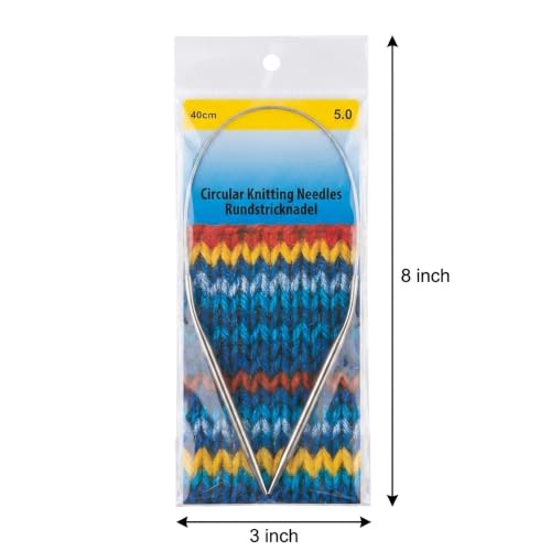 Stainless Steel Circular Knitting Needles 16 Inch / 40cm， US 8（5mm） - size: 16inch-US8-5mm