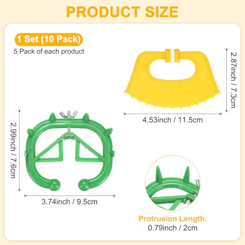 M METERXITY 10-Pack Cow Nose Rings Set, Plastic Farm Livestock Cow Nose Clip with 0.79" Long Spikes for Farm Cattle Prevent Milk Sucking [Green/Yellow] - color: Green/Yellow