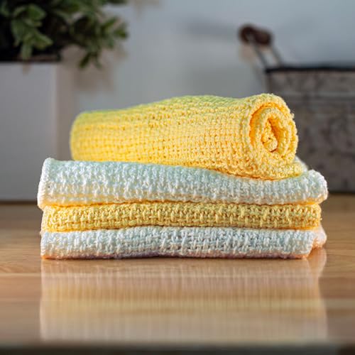 Dishcloth Variations (Goldenrod) Old Fashion 100% Cotton Dishcloths - Set of 4 Mixed Colors - 2 Goldenrod/2 Natural -11" x 11" - color: Goldenrod