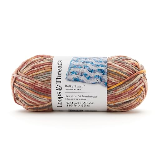 Loops & Threads Fireside Bulky Twist Multi Yarn – Bulky Weight Yarn for Knitting, Crochet, Weaving, Arts & Crafts, 15 Pack - color: Fireside