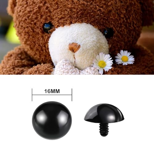 SUCHCOSY 150pcs (Eyes and Washers: 300pcs) Safety Eyes for Amigurumi 16mm Plastic Crochet Doll Eyes with Washers for Knitting Crochet Crafts.Black - size: 16mm