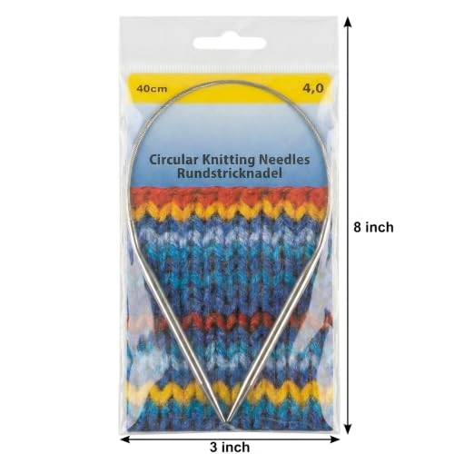 Stainless Steel Circular Knitting Needles 16 Inch / 40cm, US 6（4mm） - size: 16inch-US6-4mm