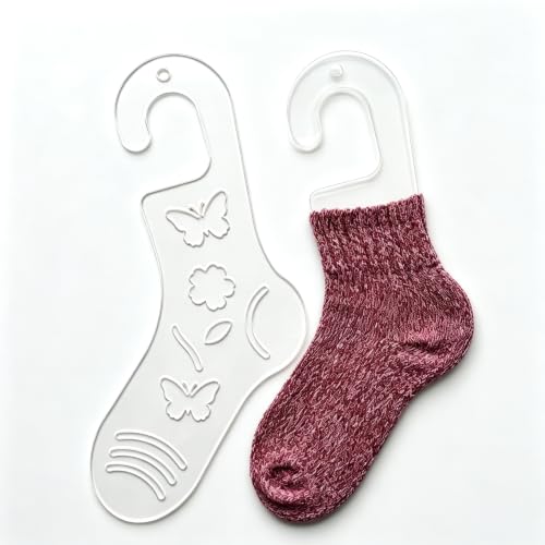 HENYANMHXH Sock Blockers for Knitting, 2 pcs Clear Acrylic Sock Stretchers with Storage Bag, Reusable Stocking Blockers for Handmade Sock Crafting, 3mm Thick(Flower Cutout) - color: Clear-Flower cutout