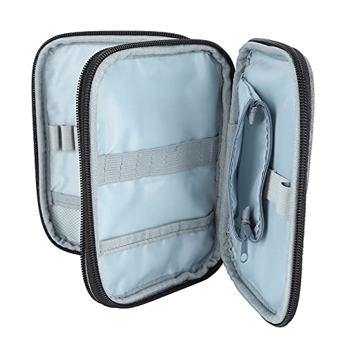 Crochet Hooks Storage Bag 2 Layer 600D Oxford Fabric Knitting Needles Organizer Zipper Flat Open Protective Cover Travel Case Gray