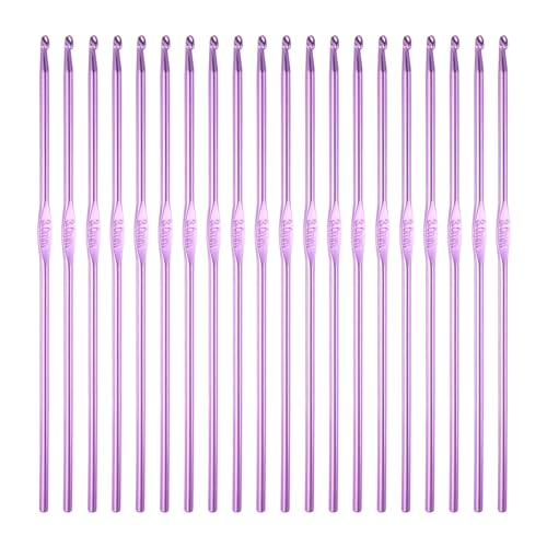 uxcell 20Pcs Aluminum Crochet Hook 3.0mm Knitting Needles for DIY Craft Yarn Purple - color: Purple, size: 3.0mm
