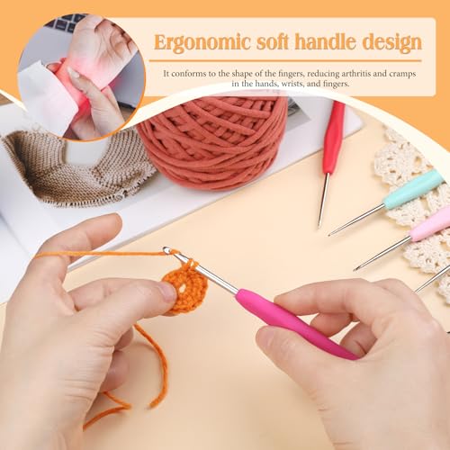 SHWAKK Crochet Hook, 3.75 mm Ergonomic Crochet Hook for Arthritic Hands | Crochet Needles, Knitting Needles with Soft Handle Beginners and Experienced Hobbyists (3.75 mm) - size: 3.75mm