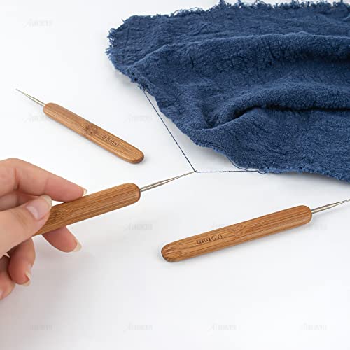 AUEAR, 3 Pack Crochet Hook Dreadlock for Hair 1 Lock Needle with Bamboo Handles Dreads Braid Craft (0.5 mm Diameter) - color: 0.5 mm, size: 3 Pack